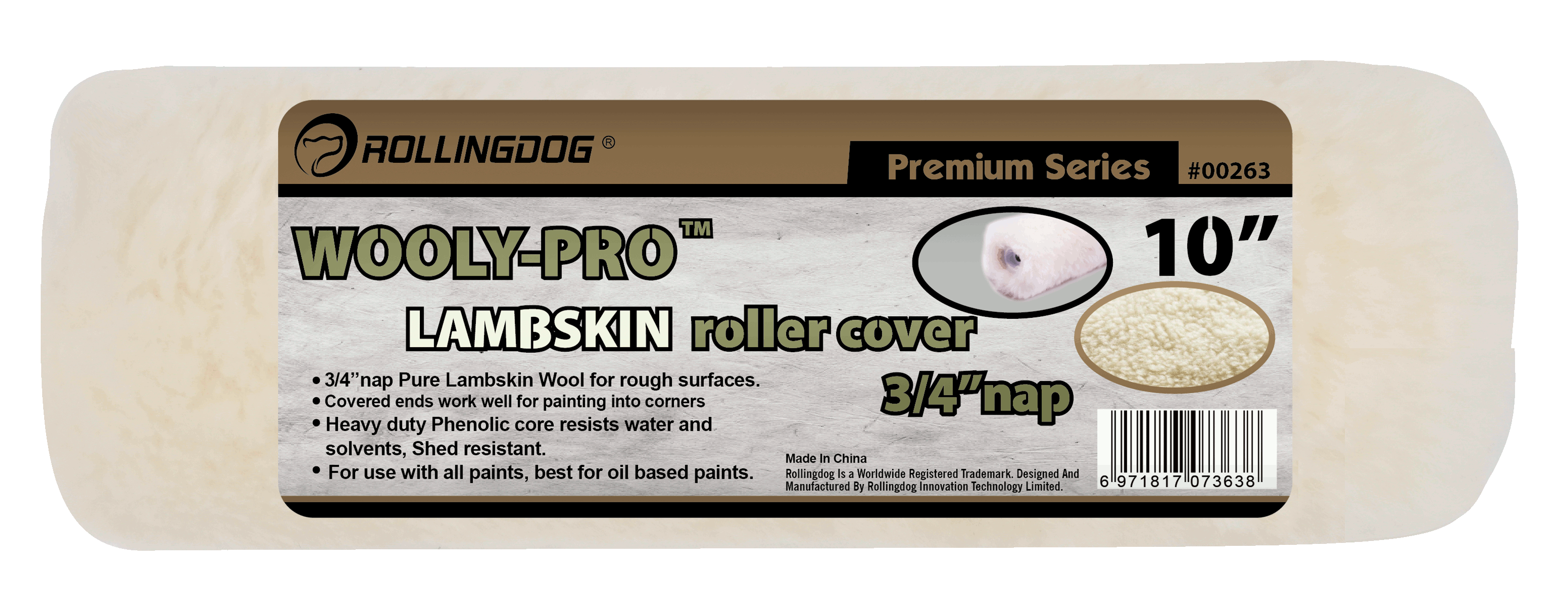 WOOLY-PROTM Lambskin roller cover                                                                                                                                                                       