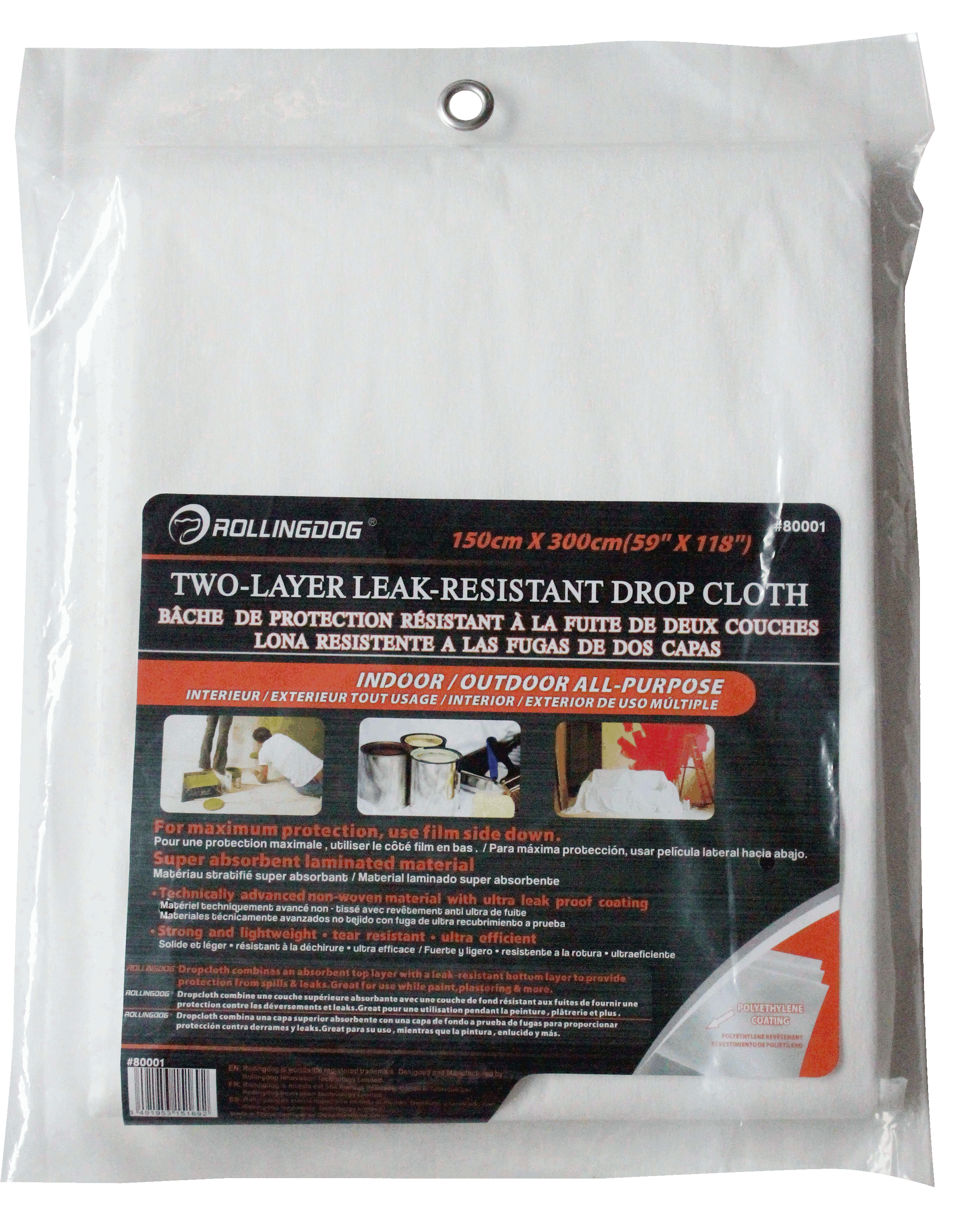 Two-Layer Leak-Resistant Drop Cloth Size: 150cm x 300cm(59"x118") Weight:255g Color: White                                                                                                              